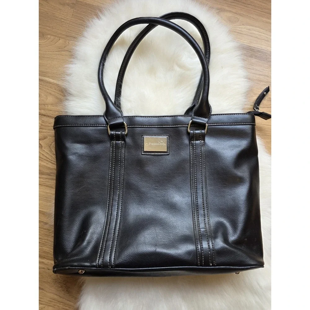 Franklin Covey Shoulder Bag Black Large Tote Professional Laptop Bag
